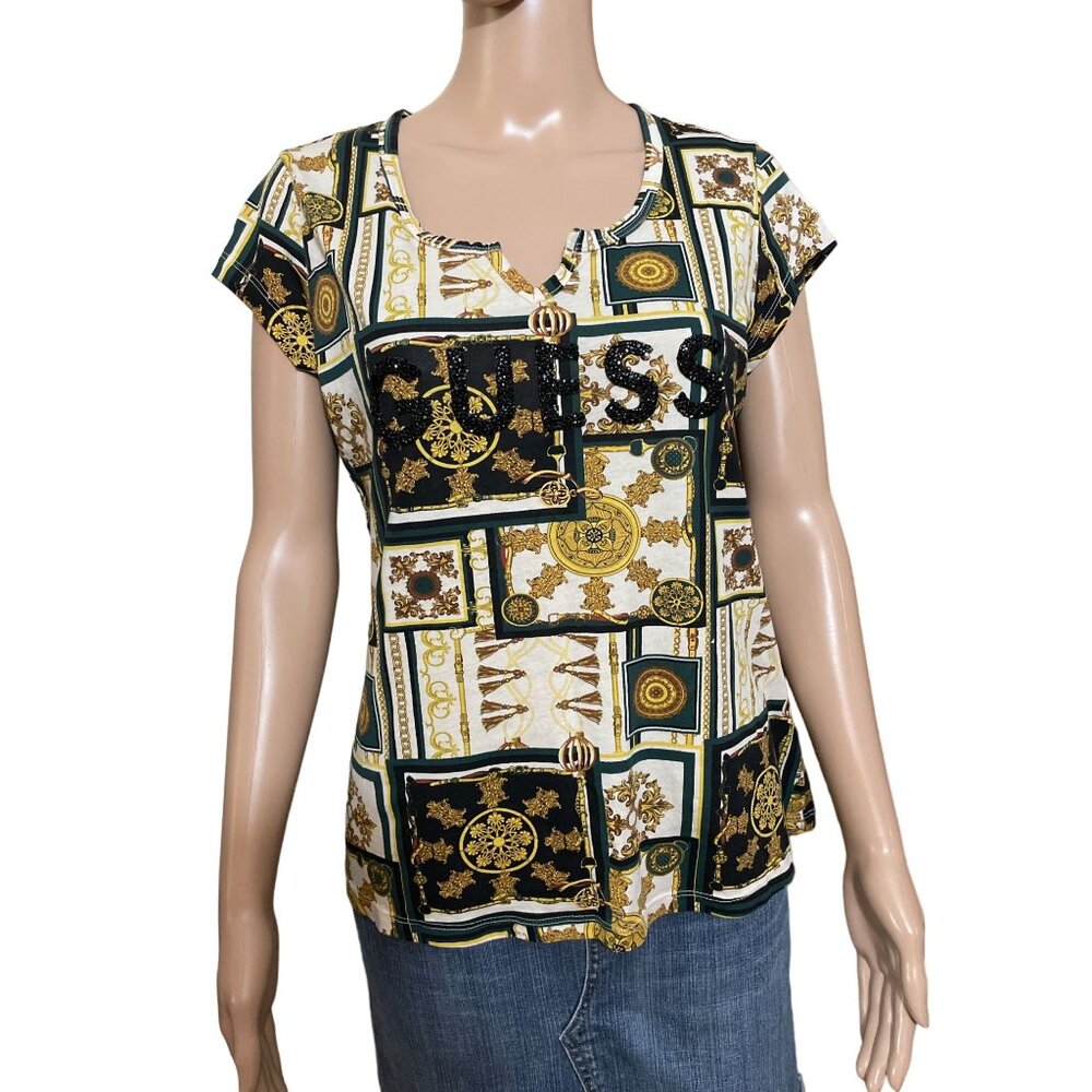 Guess T-Shirt with Beaded Letters Size L